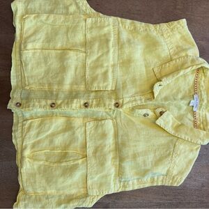 Pilcro Light Yellow Top with Red Stitching
